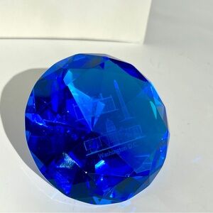 Blue Faceted Crystal Paperweight